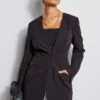 Pleat Detail Blazer -ELIE TAHARI Sales ETR31179 Noir ETR31178 Noir E65X2502 Black 2FRONT 2822