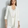 Ruched Sleeve Blazer -ELIE TAHARI Sales ETR31210 SKYWHITE ETR31209 SKYWHITE E45XB503 PEARL 2front 971