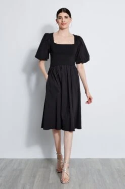 Puff Sleeve Cotton Dress