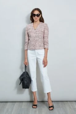 Tweed Crest Button Jacket -ELIE TAHARI Sales ETR32110 PINK 1hero 148