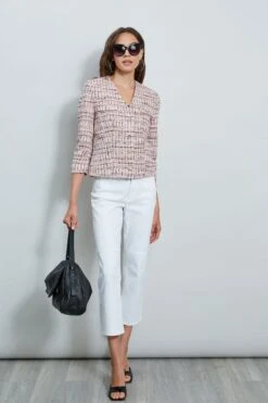 Tweed Crest Button Jacket -ELIE TAHARI Sales ETR32110 PINK 1hero 151