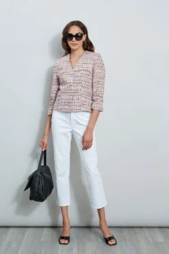 Tweed Crest Button Jacket -ELIE TAHARI Sales ETR32110 PINK 1hero 152