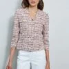 Tweed Crest Button Jacket 2 Tweed Crest Button Jacket -ELIE TAHARI Sales ETR32110 PINK 2front 1759