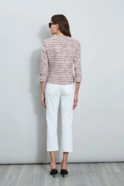 Tweed Crest Button Jacket -ELIE TAHARI Sales ETR32110 PINK 3back 1769