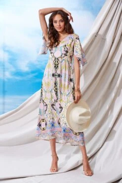 Silk Damask Scarf Maxi Dress 9 Silk Damask Scarf Maxi Dress -ELIE TAHARI Sales ETR32125 DAMASK 065