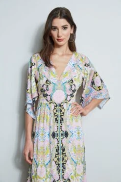 Silk Damask Scarf Maxi Dress 10 Silk Damask Scarf Maxi Dress -ELIE TAHARI Sales ETR32125 DAMASK 2FRONT 947