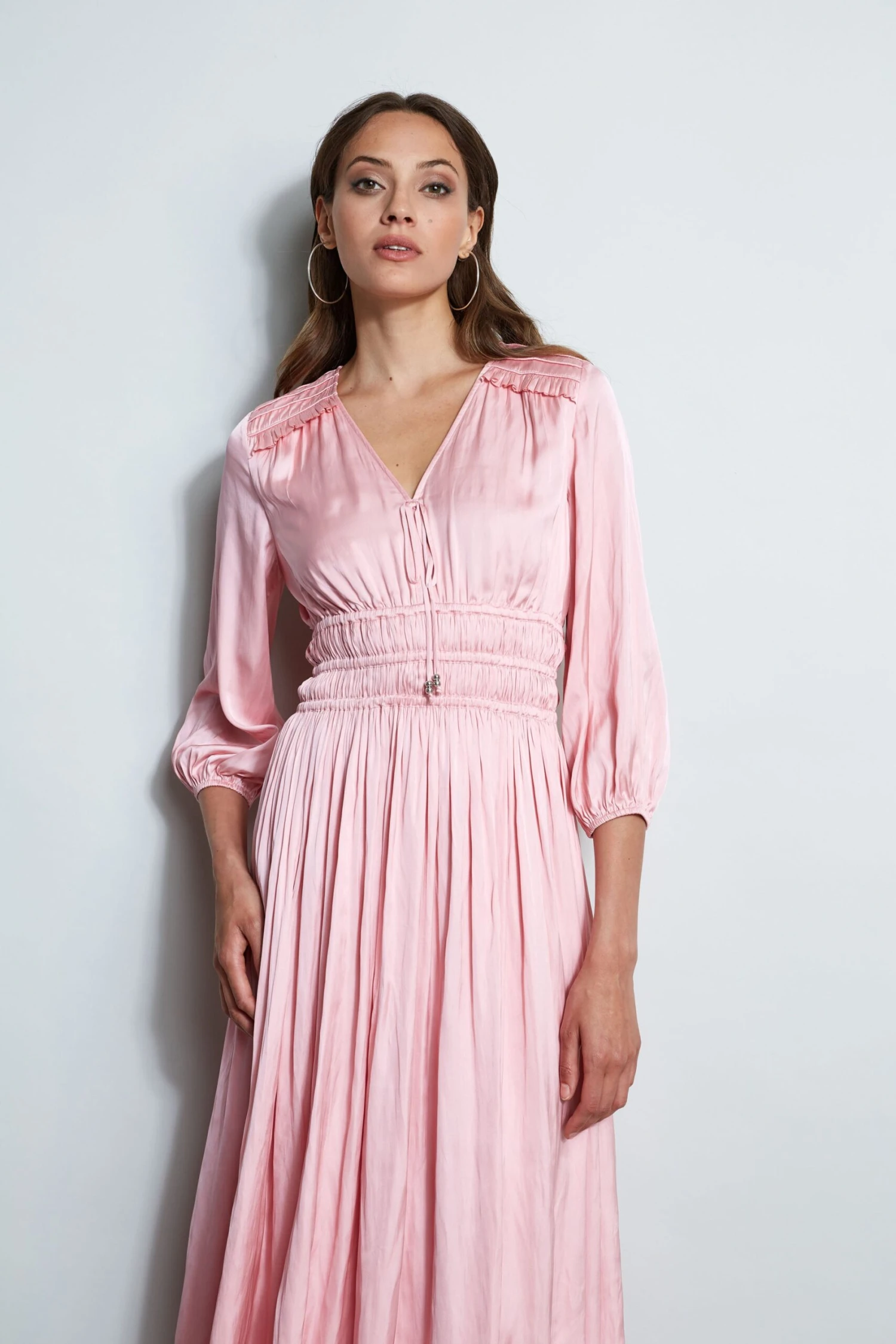 Satin Smocked Pleat Dress 5 Satin Smocked Pleat Dress - Image 3