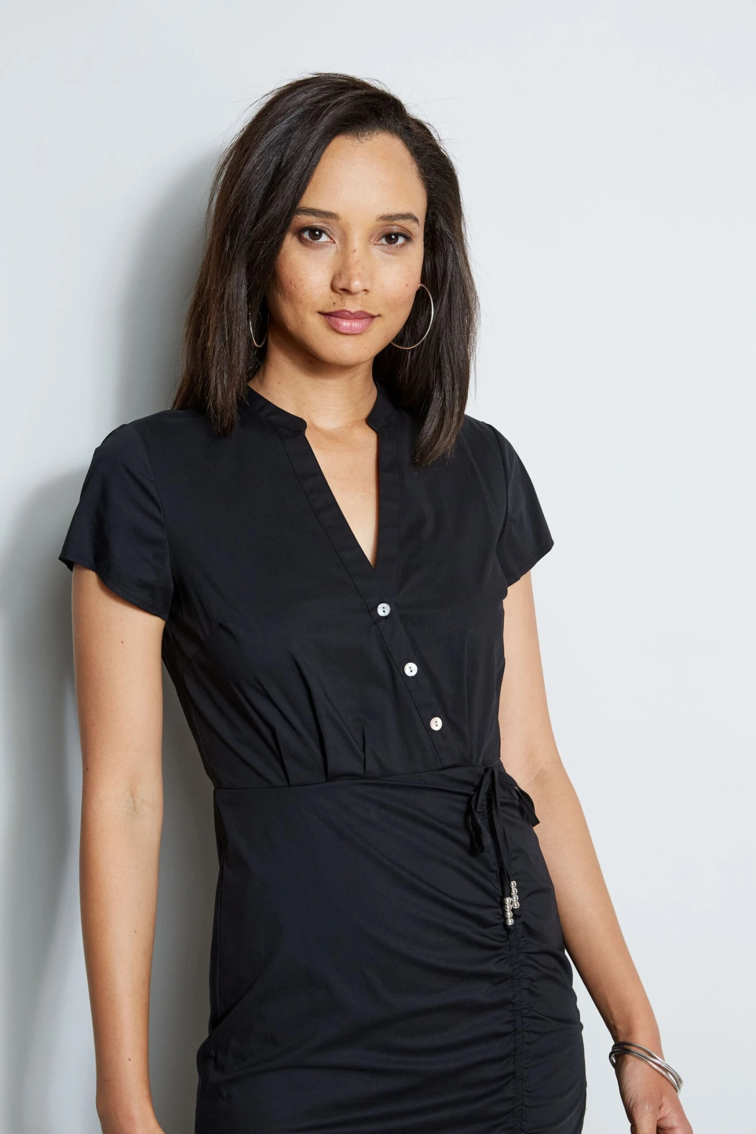 Ruched Cotton Shirt Dress 5 Ruched Cotton Shirt Dress - Image 3