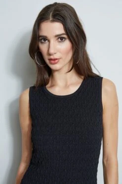 Crochet Knit Dress -ELIE TAHARI Sales ETR32137 NOIR 2front 2403