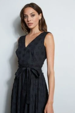 Texture Maxi Dress -ELIE TAHARI Sales ETR32157 NOIR 2front 224