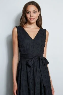 Texture Maxi Dress -ELIE TAHARI Sales ETR32157 NOIR 2front 230