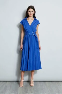 Mock Wrap Pleated Shirt Dress -ELIE TAHARI Sales ETR32167 SAILOR 1Hero 2480