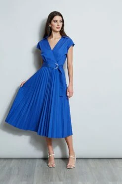 Mock Wrap Pleated Shirt Dress -ELIE TAHARI Sales ETR32167 SAILOR 1Hero 2499