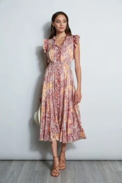Silk Printed Midi Dress -ELIE TAHARI Sales ETR32177 BOTANIC 1Hero 1892