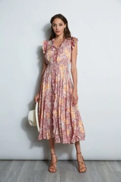 Silk Printed Midi Dress -ELIE TAHARI Sales ETR32177 BOTANIC 1Hero 1900