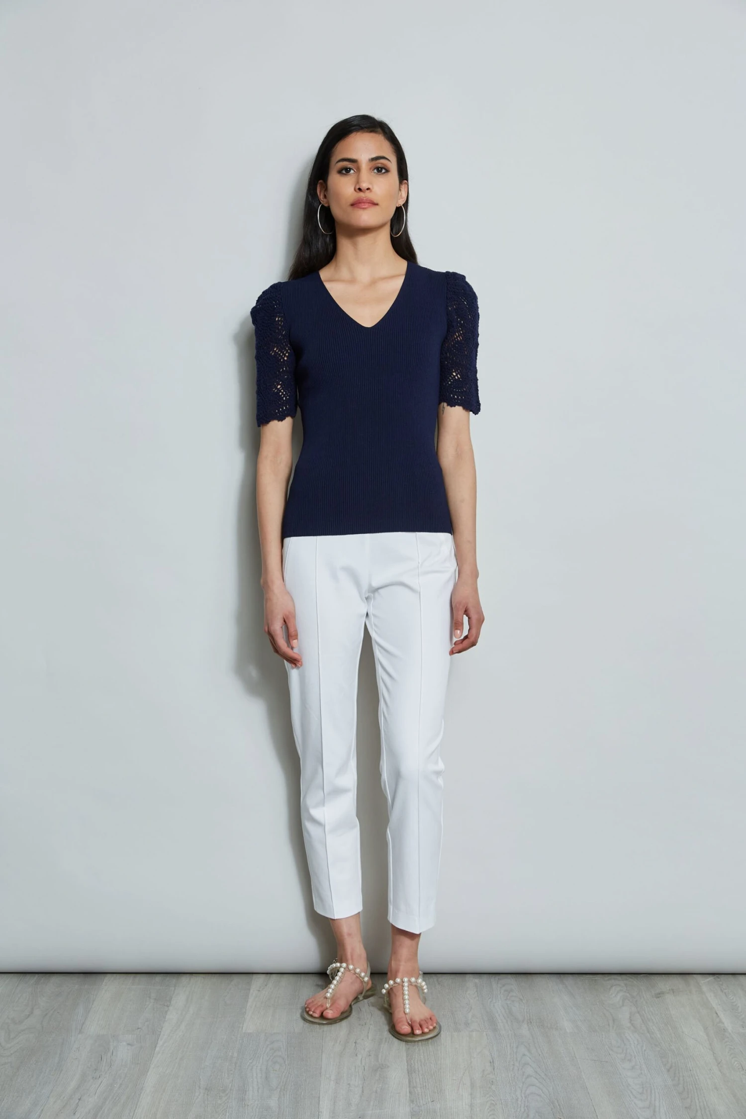 Crochet Sleeve V-Neck Sweater 4 Crochet Sleeve V-Neck Sweater - Image 2