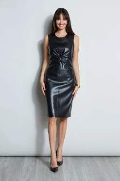 Vegan Leather Twist Dress