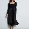 Square Neck Pleated Midi Dress 2 Square Neck Pleated Midi Dress -ELIE TAHARI Sales ETR34137 NOIR 1Hero 1918
