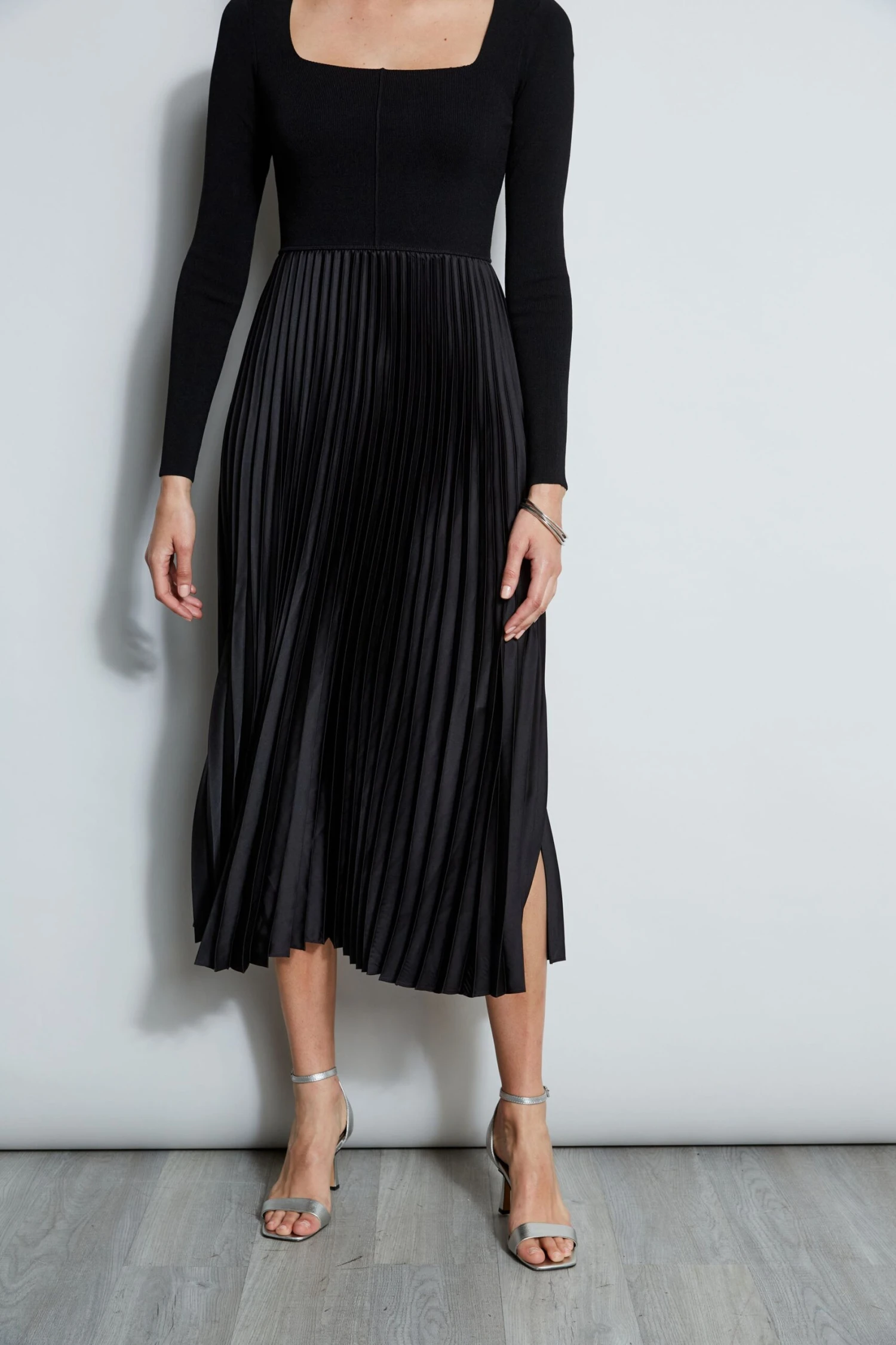 Square Neck Pleated Midi Dress 6 Square Neck Pleated Midi Dress - Image 4