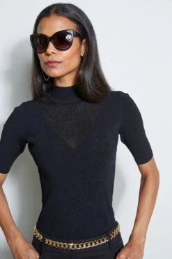 Illusion Neck Sweater -ELIE TAHARI Sales ETR34138 NOIR 1Hero 2926