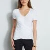 Elie Tahari Ruched Sleeve V-Neck Knit