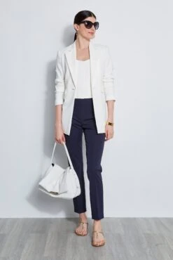 Elie Tahari Side Slit Blazer -ELIE TAHARI Sales EU8M020U NAVY E3087103 FOAM E2087503 FOAM 1HERO 1661