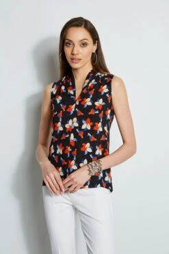 Elie Tahari Rosemallo Floral Contour Shirt 10 Elie Tahari Rosemallo Floral Contour Shirt -ELIE TAHARI Sales EU8M020U WHITE E502M503 MULTI 2front 745