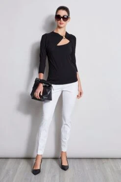 Elie Tahari Ring Detail Knit -ELIE TAHARI Sales EU8M020U White E256X513 Black 1HERO 2778