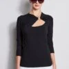 Elie Tahari Ring Detail Knit -ELIE TAHARI Sales EU8M020U White E256X513 Black 2FRONT 2783