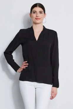 Elie Tahari Long Sleeve Silk Contour Shirt