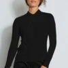 Long Sleeve Twist Neck Knit -ELIE TAHARI Sales LONGSLEEVETWISTKNIT ETR14103 BLACK C1HERO 2414