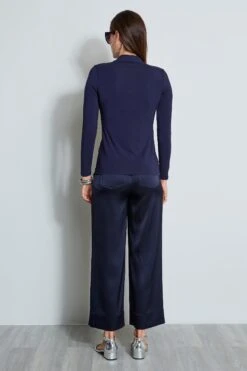 Elie Tahari Pleated V-Neck Knit -ELIE TAHARI Sales PLEATEDV NECKKNIT E856X502 STARGAZER 3BACK 2090
