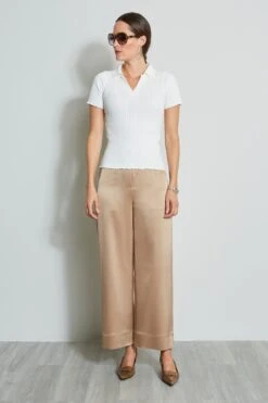 Elie Tahari Rib Cotton Polo Sweater -ELIE TAHARI Sales RIBCOTTONPOLOSWTR E85X1502 LATTE OATMEAL 1HERO 2459