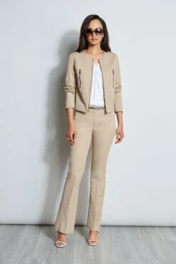Elie Tahari Stretch Twill Fit & Flare Pant -ELIE TAHARI Sales R E556X503 WHITE E70M0103 RATTAN E70M0203 RATTAN 2front 1286