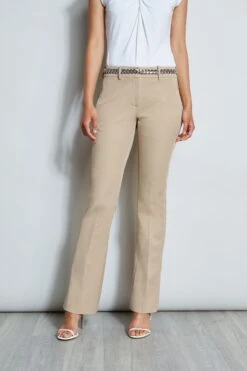 Elie Tahari Stretch Twill Fit & Flare Pant -ELIE TAHARI Sales R E556X503 WHITE E70M0103 RATTAN E70M0203 RATTAN 2front 931
