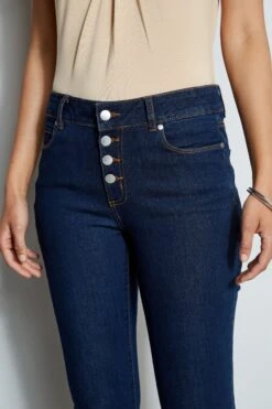 Tahari Skinny Button Denim Jeans -ELIE TAHARI Sales TC1914381 NIGHTSKYWASH 2FRONT 1196