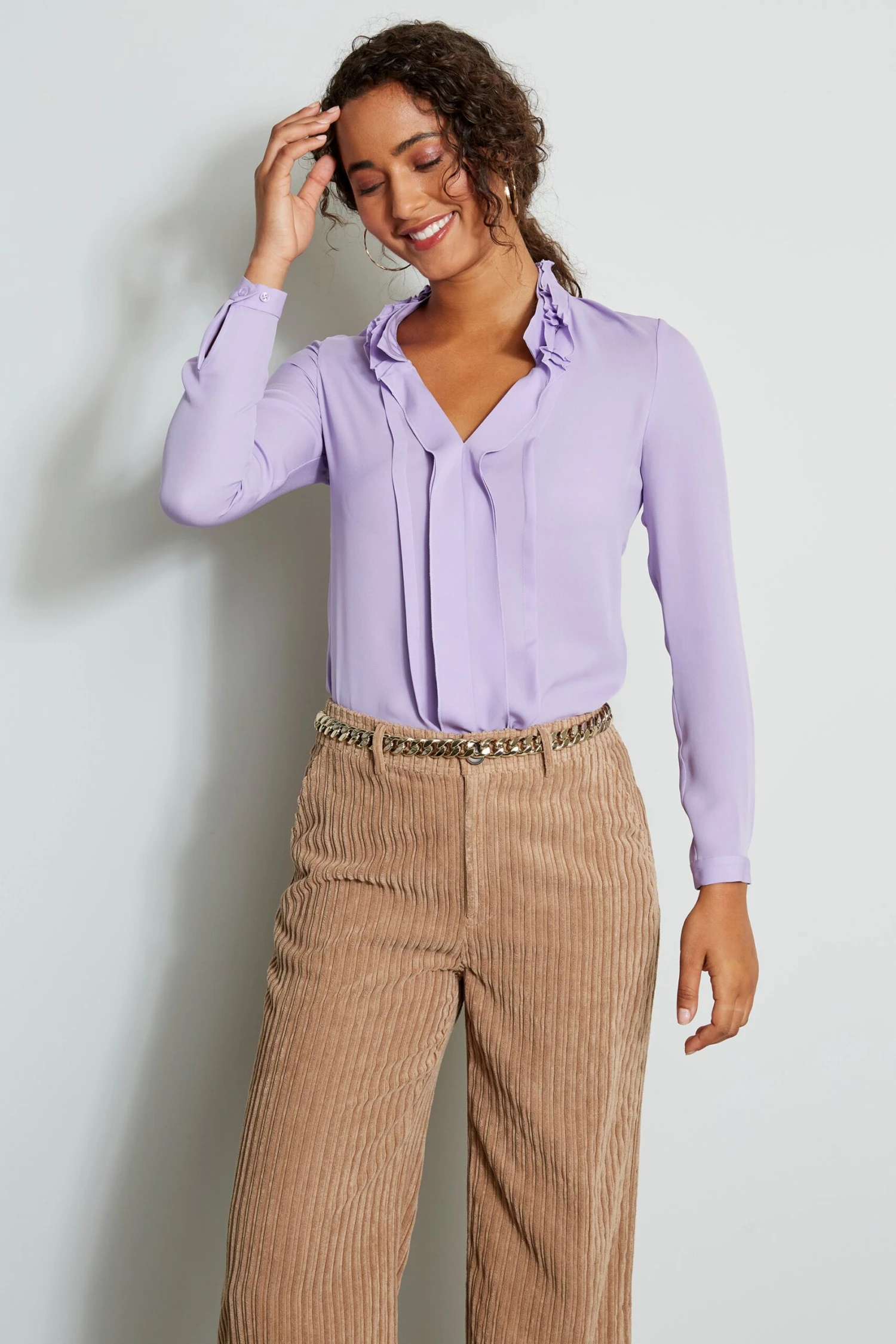 Elie Tahari Silk Ruffle Neck Shirt 3 Elie Tahari Silk Ruffle Neck Shirt